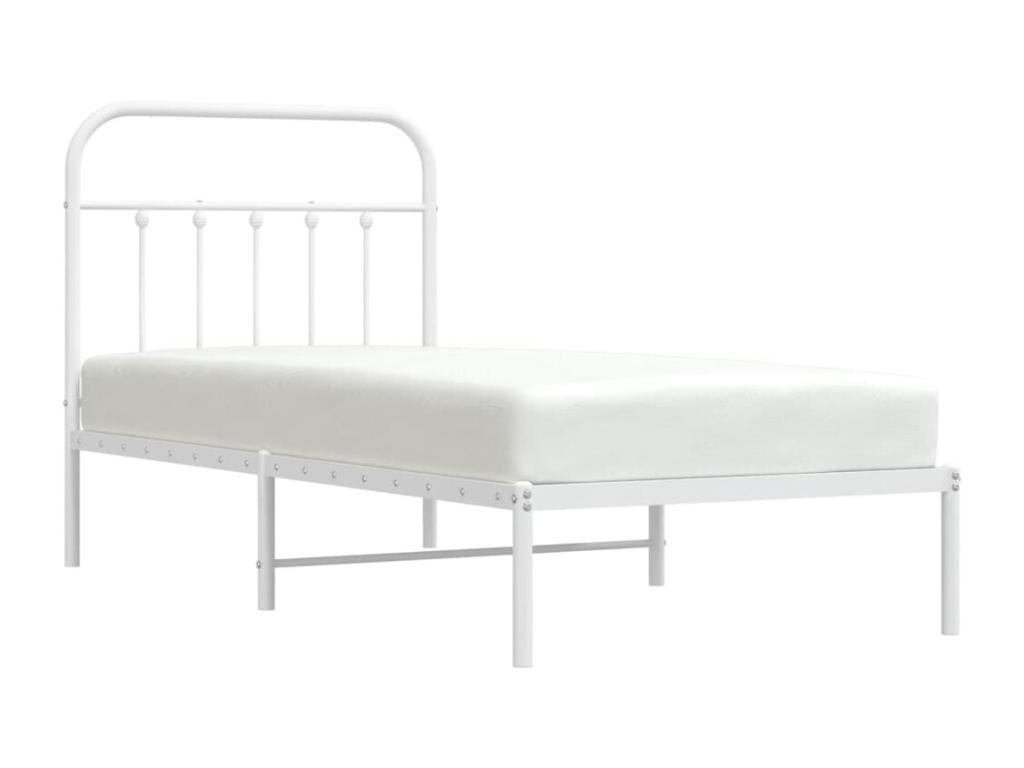 Metal bed frame with white headboard 90x190 cm